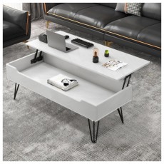 확장형 리프트업 소파 테이블 (100cm) (화이트)