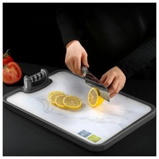 키친쿡 PP 스텐 양면도마(칼갈이) (마블화이트)
